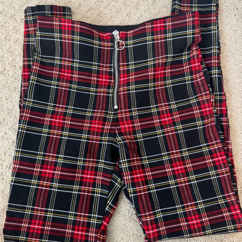 Plaid Zara Pants Red and Black